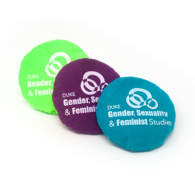 A set of 3 custom Flop Balls from Duke University's Department of Gender Studies.